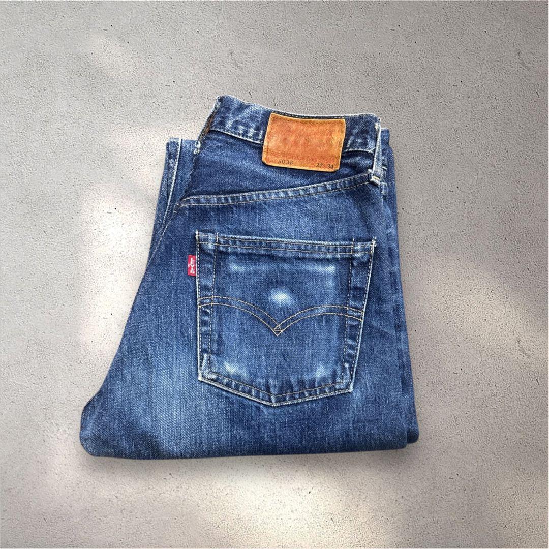 90s Levi's 503B XX ビッグE 赤耳 ヒゲ 日本製 復刻 濃紺 - メルカリ