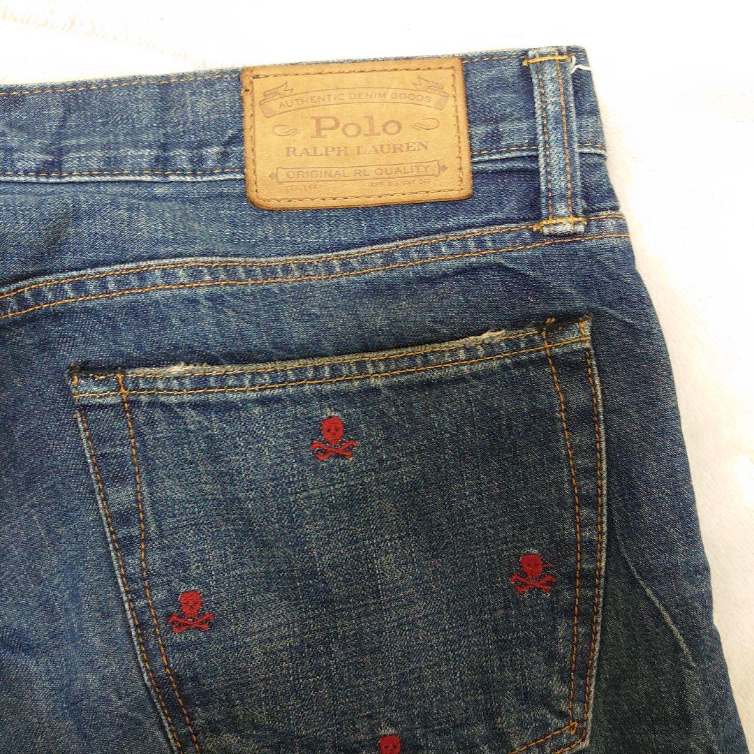 ポロ ラルフローレン ジーンズ デニム スカル ドクロ 刺繍 96cm 大きい