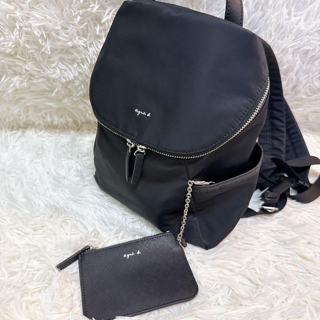 美品✨アニエスベー ナイロン リュック 黒 agnes b. シルバー金具