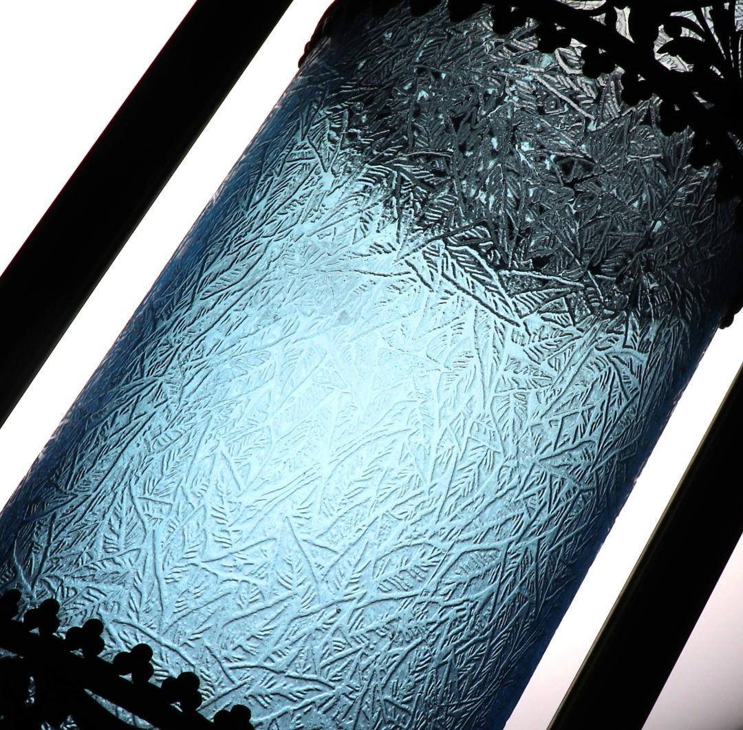 オールド・バカラ 美術館級 30.5cm 大型ブロンズ装飾建築様式 花瓶 青硝子