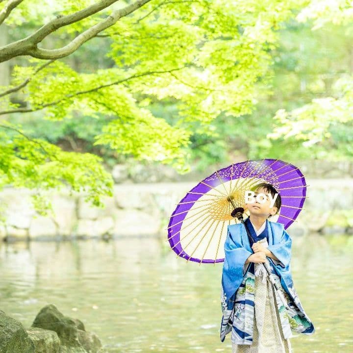 【100cm前後の男の子に】753　キョウエツ 着物セット 鷹宝船 ブルー