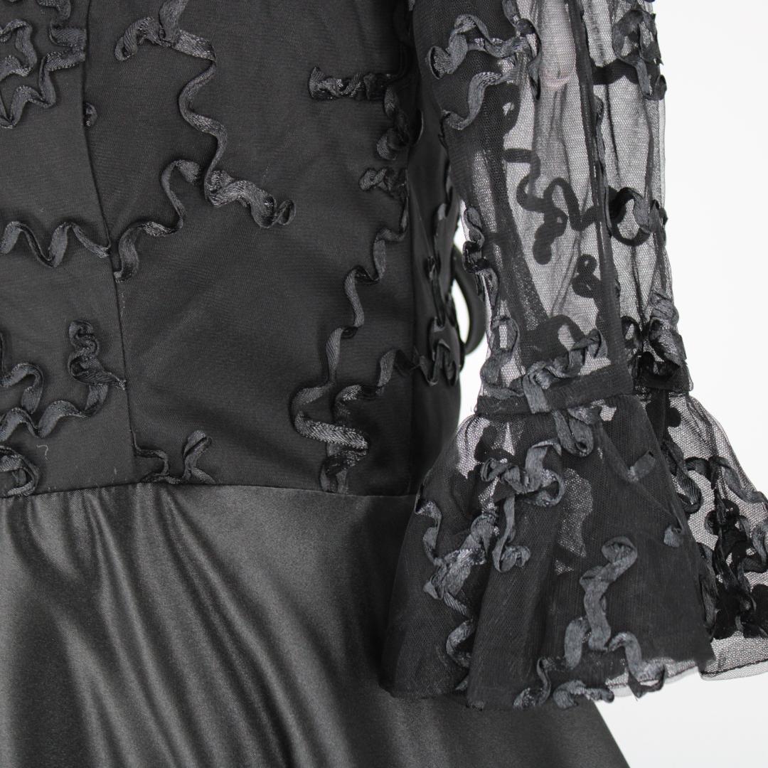 美品 社交ダンス衣装】ブラック ワンピース ドレス レース フリル