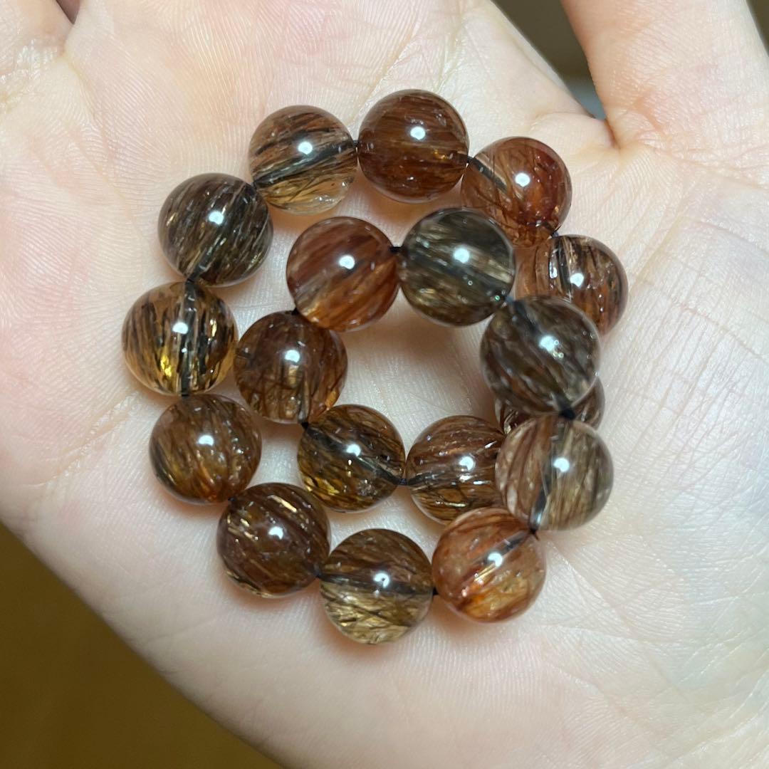 高品質ブラックゴールドスーパーセブン　ブレスレット　天然石　クリスタル