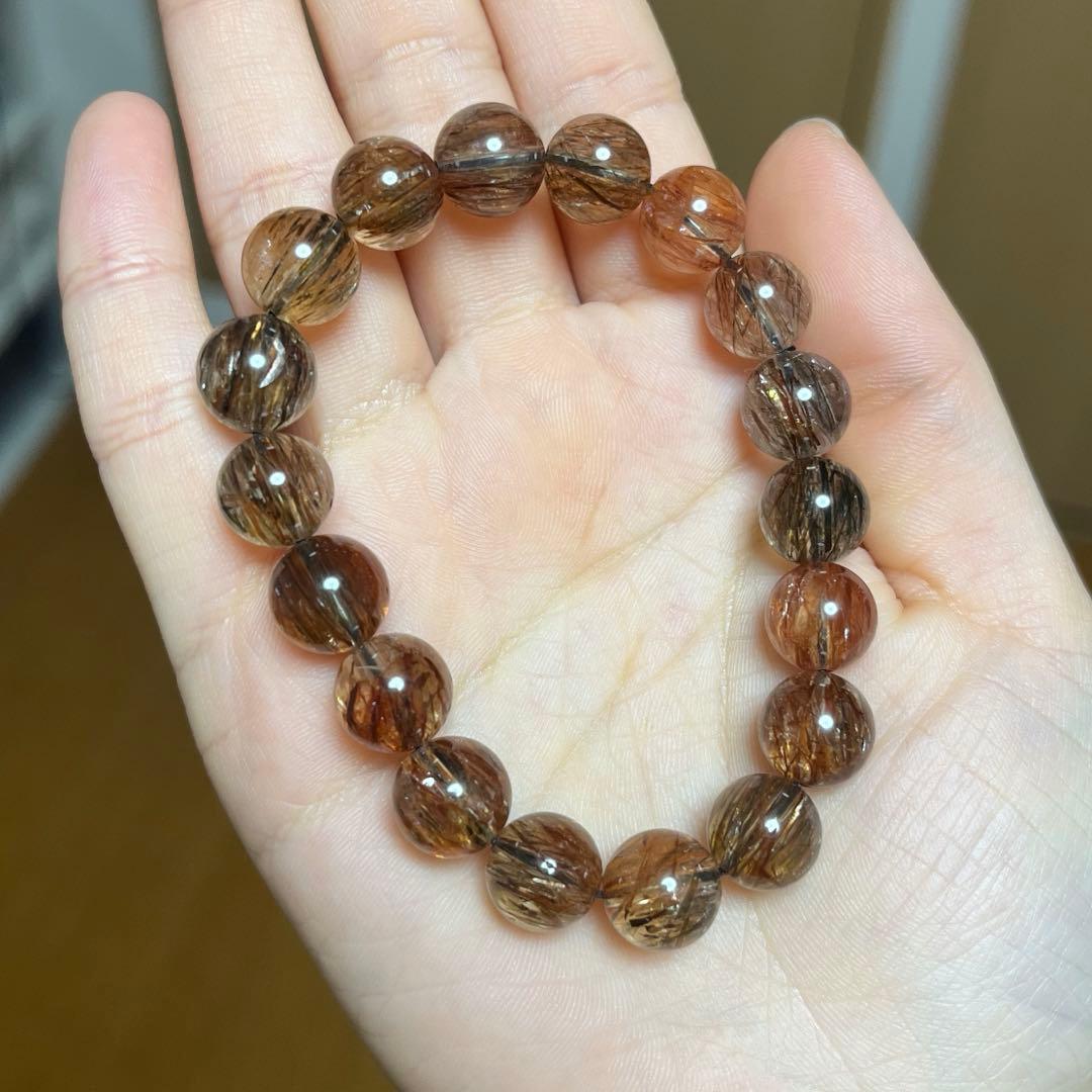 高品質ブラックゴールドスーパーセブン　ブレスレット　天然石　クリスタル