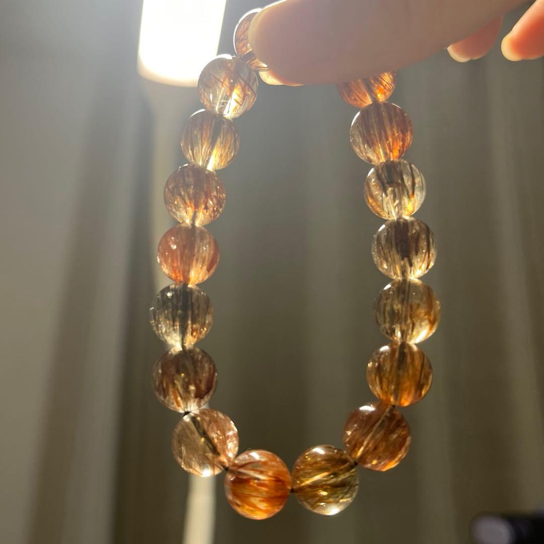 高品質ブラックゴールドスーパーセブン　ブレスレット　天然石　クリスタル