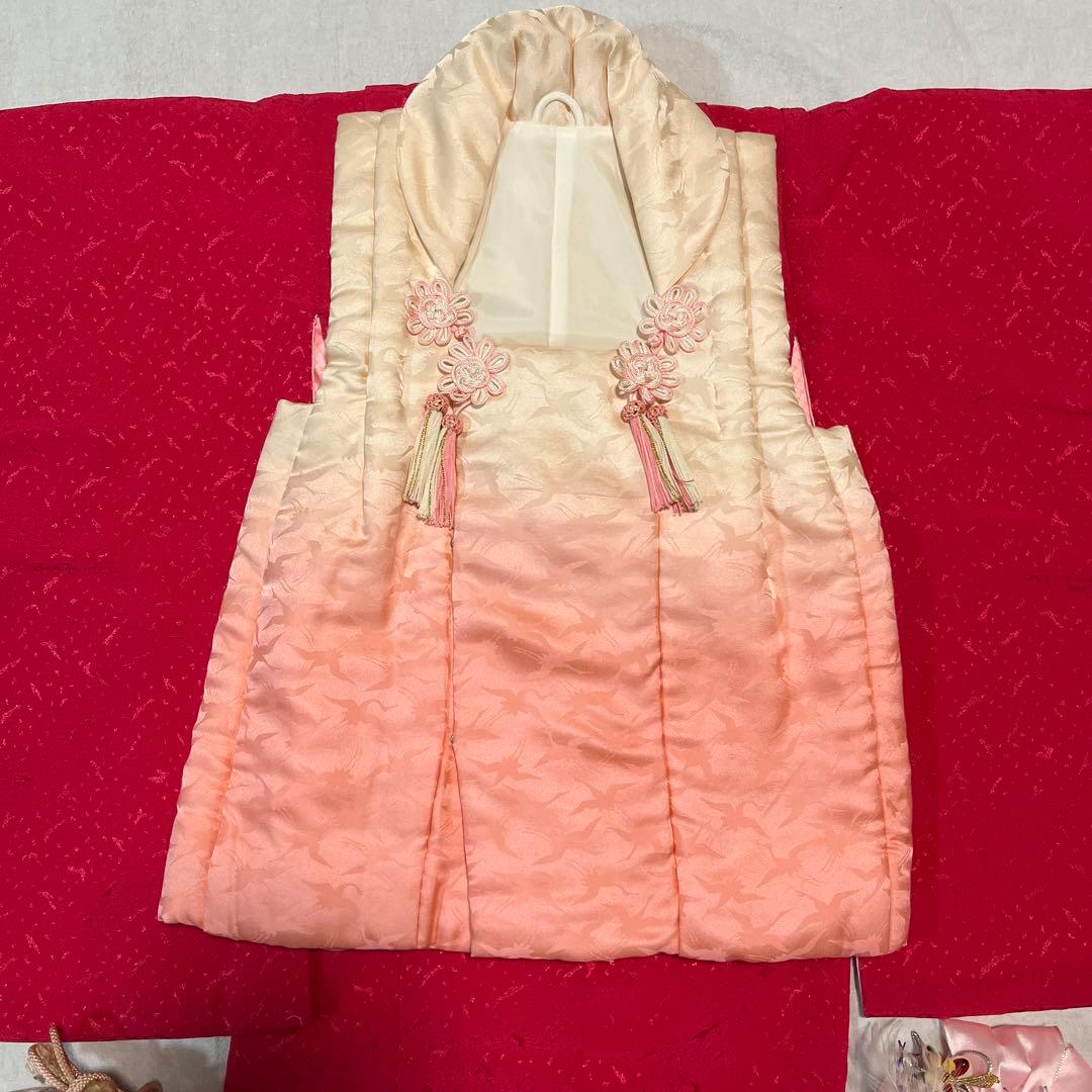 七五三　3歳　着物　被布　ピンク　正絹　濃いピンク