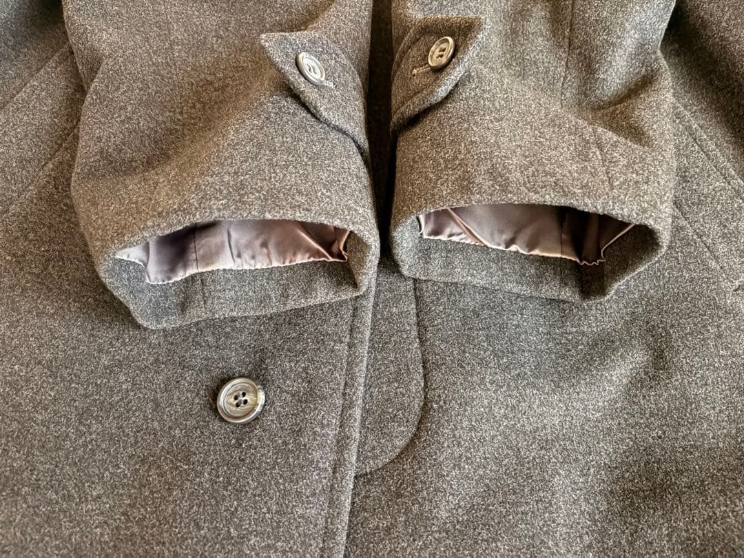 カシミヤ混 ブルックスブラザーズ ステンカラーコート チャコールグレー XL