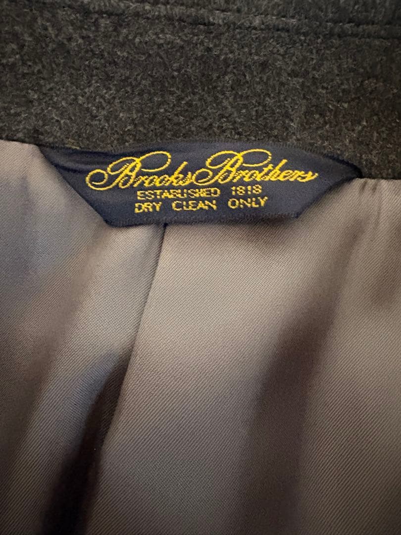 カシミヤ混 ブルックスブラザーズ ステンカラーコート チャコールグレー XL