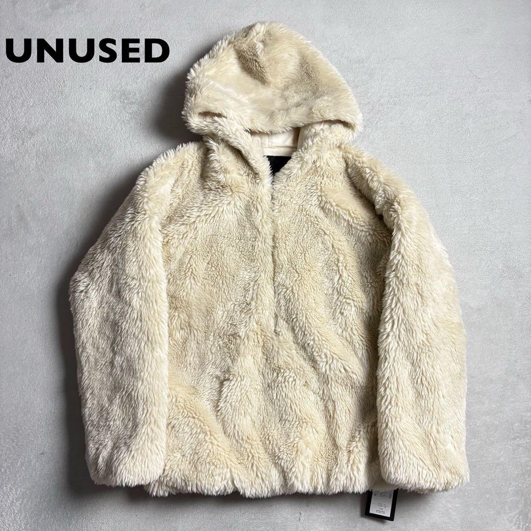 UNUSED タグ付き 新品 ハーフジップボアパーカー オフホワイト - メルカリ
