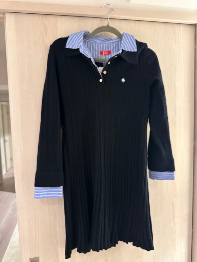 新品】リランドチュール シャツレイヤードケーブルニットミニワンピ