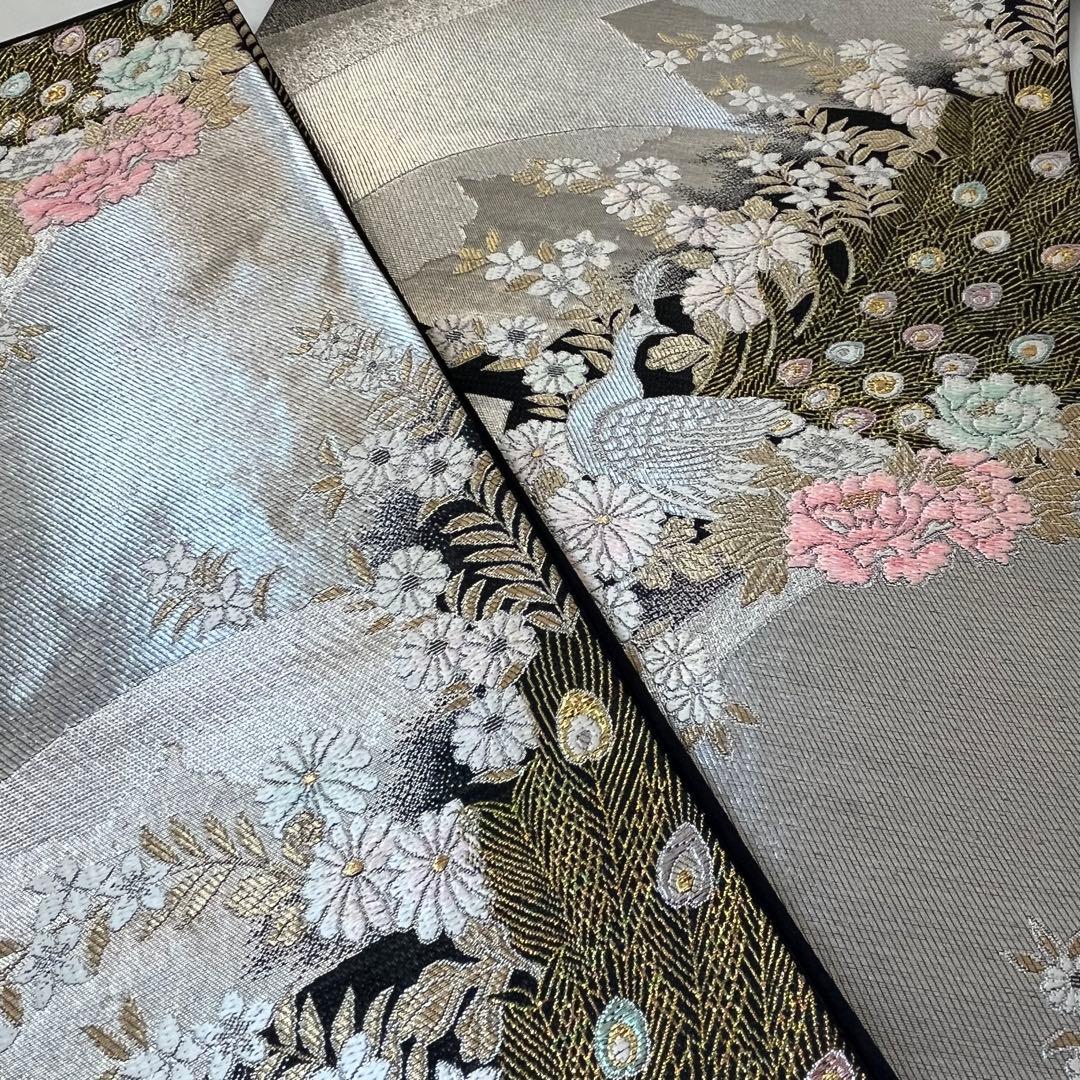 振袖 振り袖 成人式 フルセット 正絹 灰色 グレー 灰茶 絞り 菊 花柄