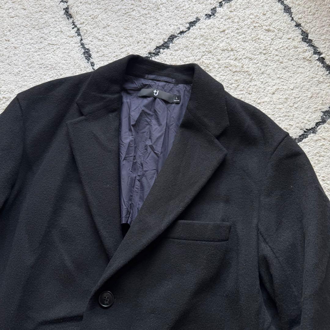 ユニクロ　プラスJ カシミヤブレンドオーバーサイズチェスターコート　ブラック　L