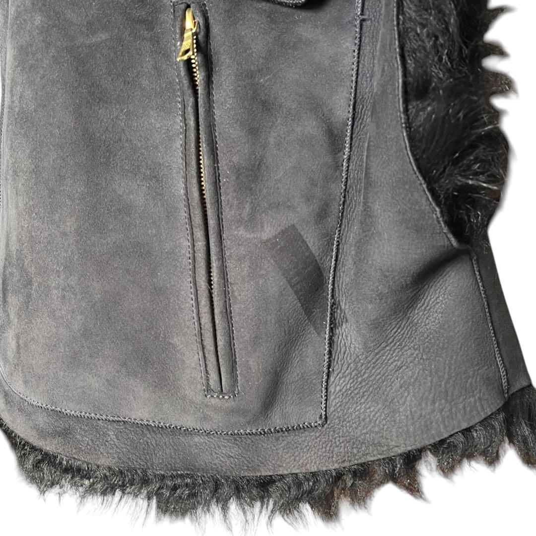 MARNI マルニ ラム ファー ムートン ケープ マント ベスト 黒 38