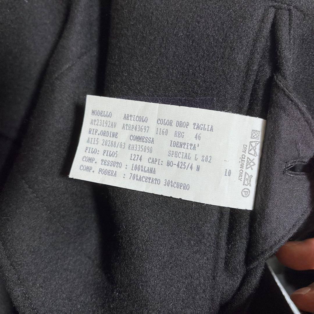 極美品 ラルディーニ チェスターコート ブートニエール ブラック ウール 46