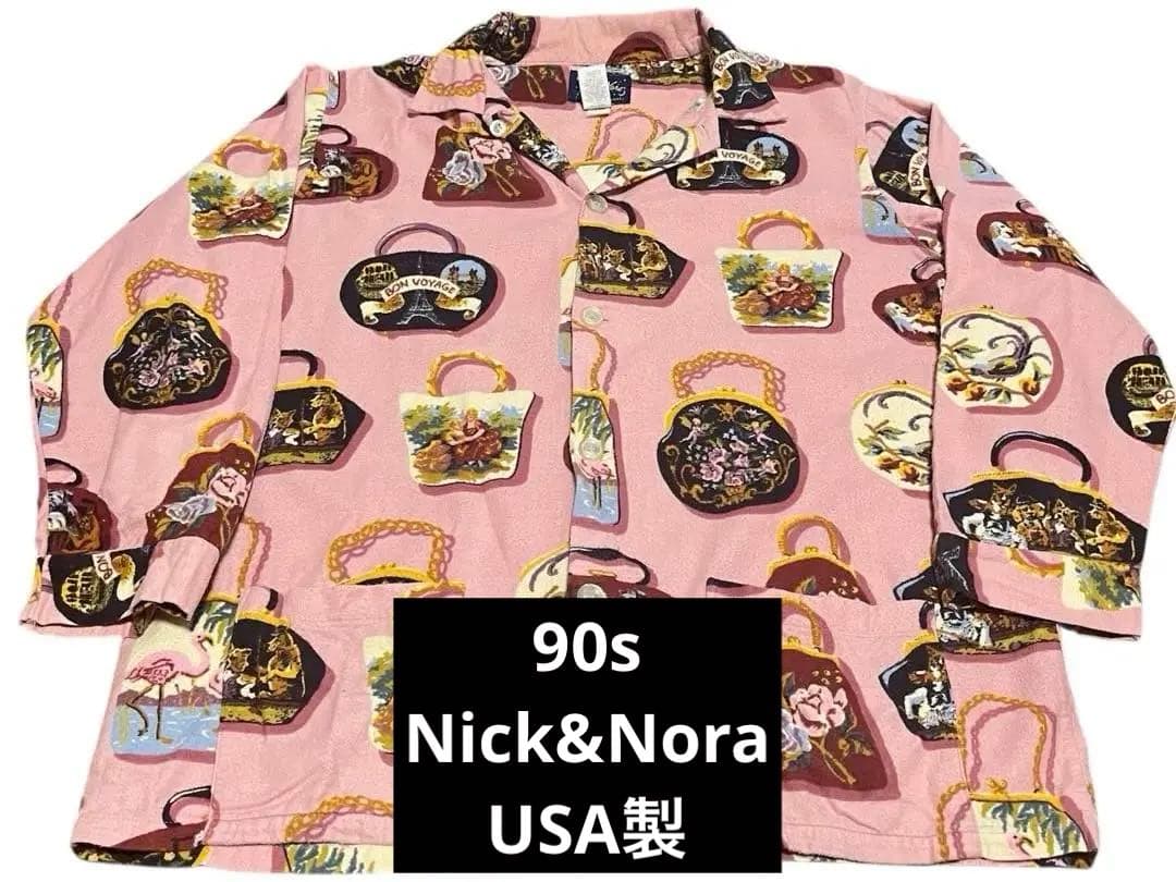 90s nick&nora pajama shirt pink USA製 - メルカリ