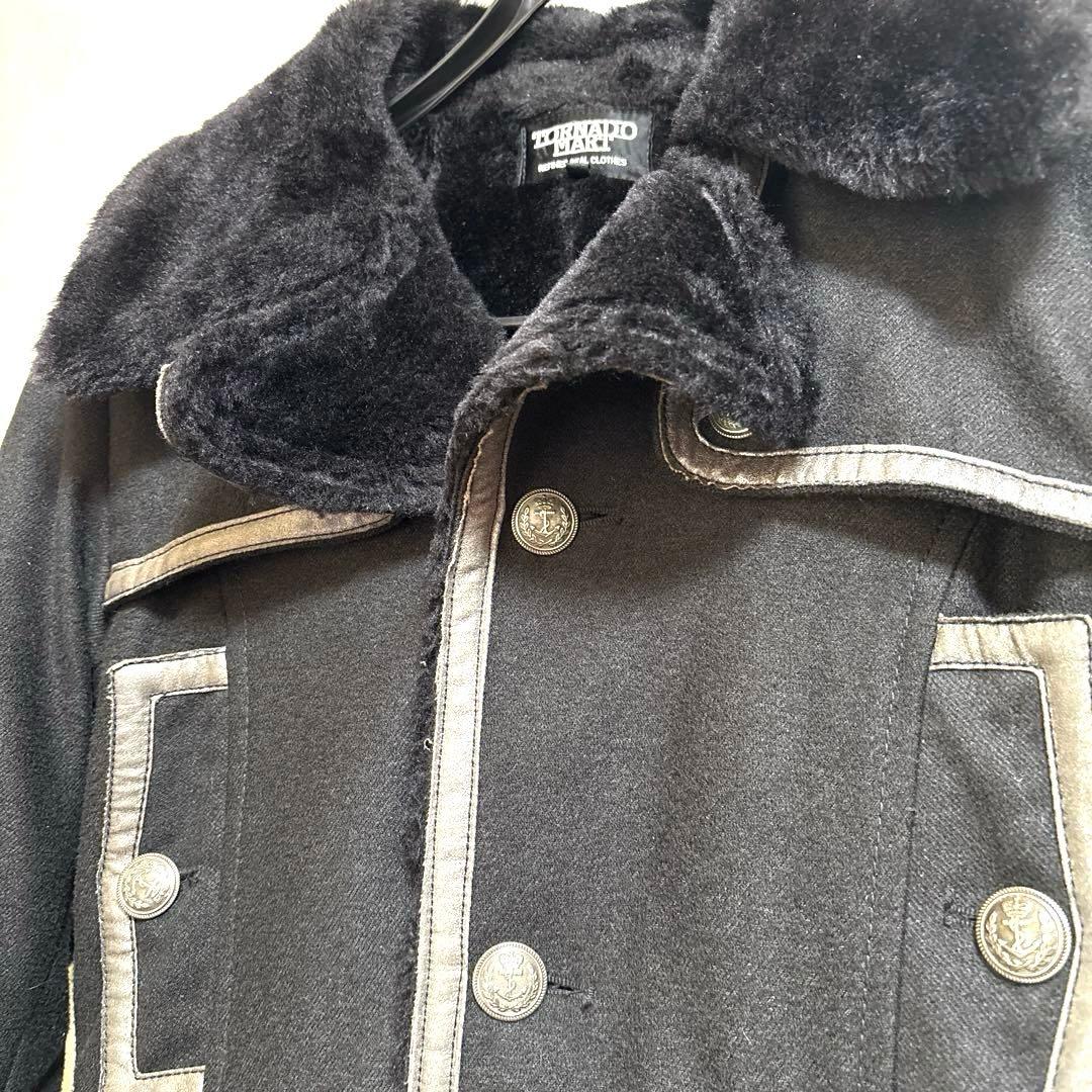 【美品】TORNADO MART　コート　ファー生地　レザー　ブラック