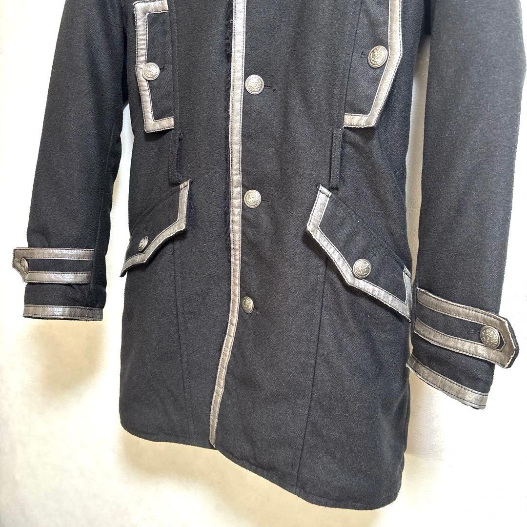 【美品】TORNADO MART　コート　ファー生地　レザー　ブラック