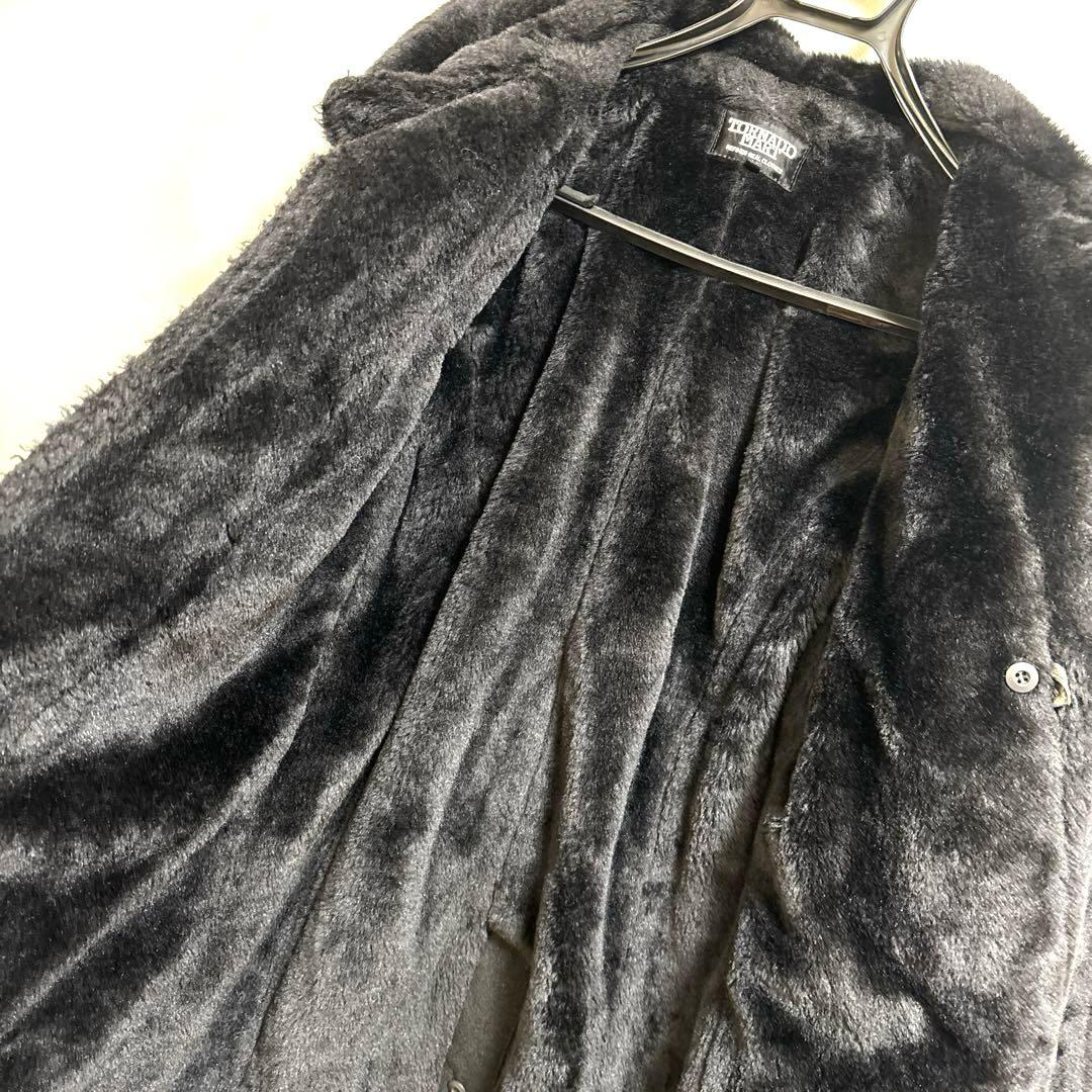 【美品】TORNADO MART　コート　ファー生地　レザー　ブラック