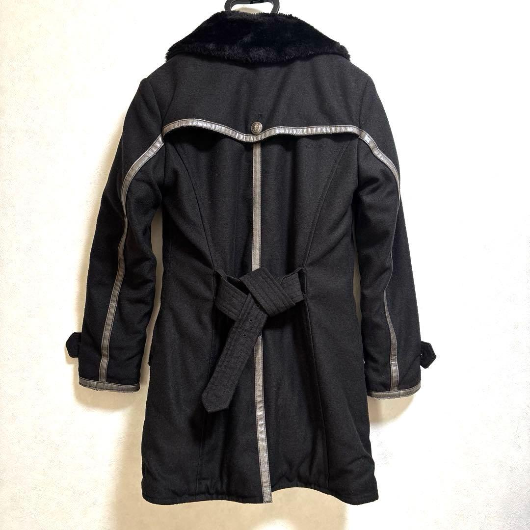 【美品】TORNADO MART　コート　ファー生地　レザー　ブラック