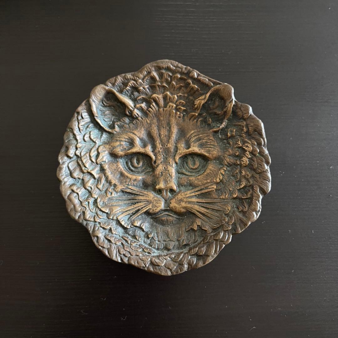 フランスアンティーク　猫顔プレート　猫フェイスプレート　キャットプレート