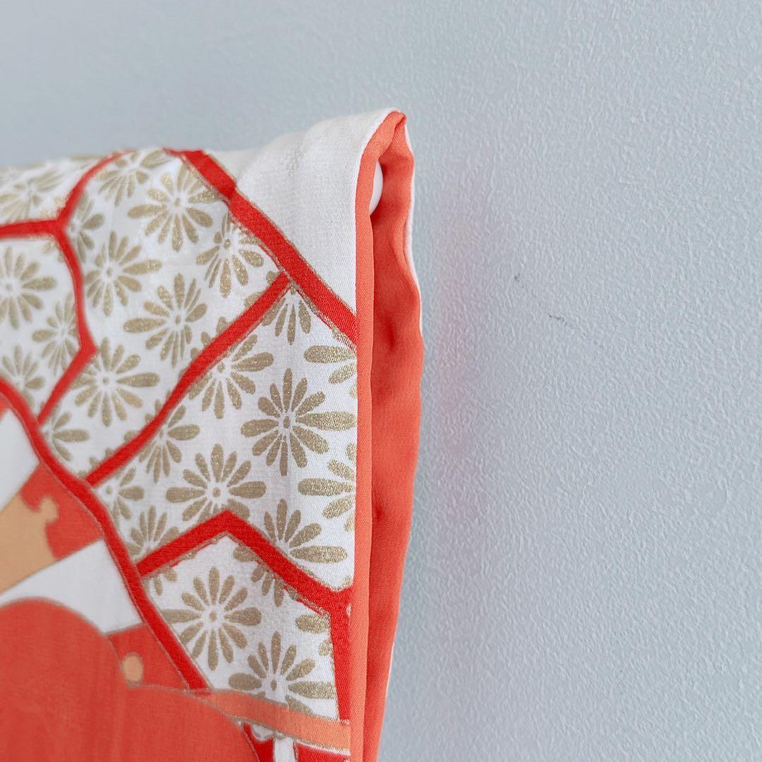 フルセット　七五三　7歳女の子　源氏車　鶴　金糸　金プリント　黒袋帯　菊7071