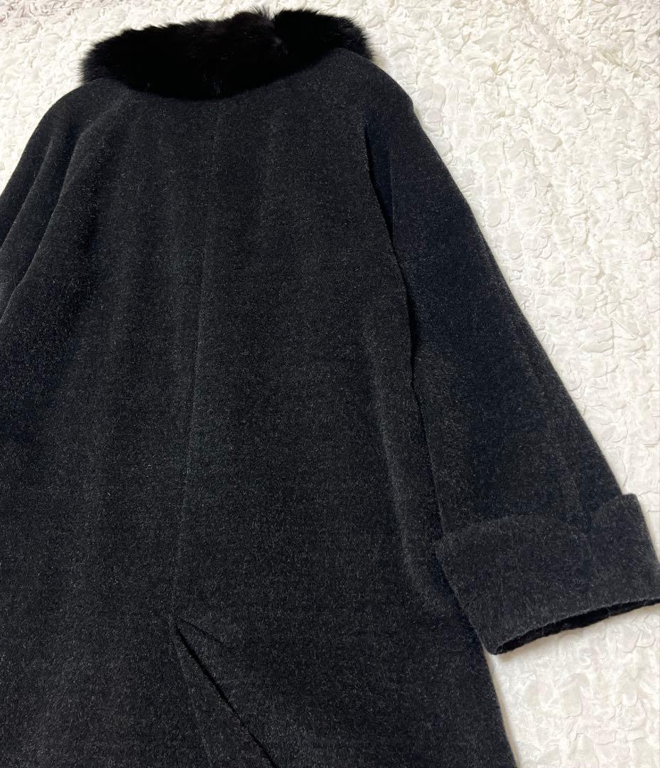 極美品　THE SCOTCH HOUSE ロングコート ファー　モヘヤ　グレー