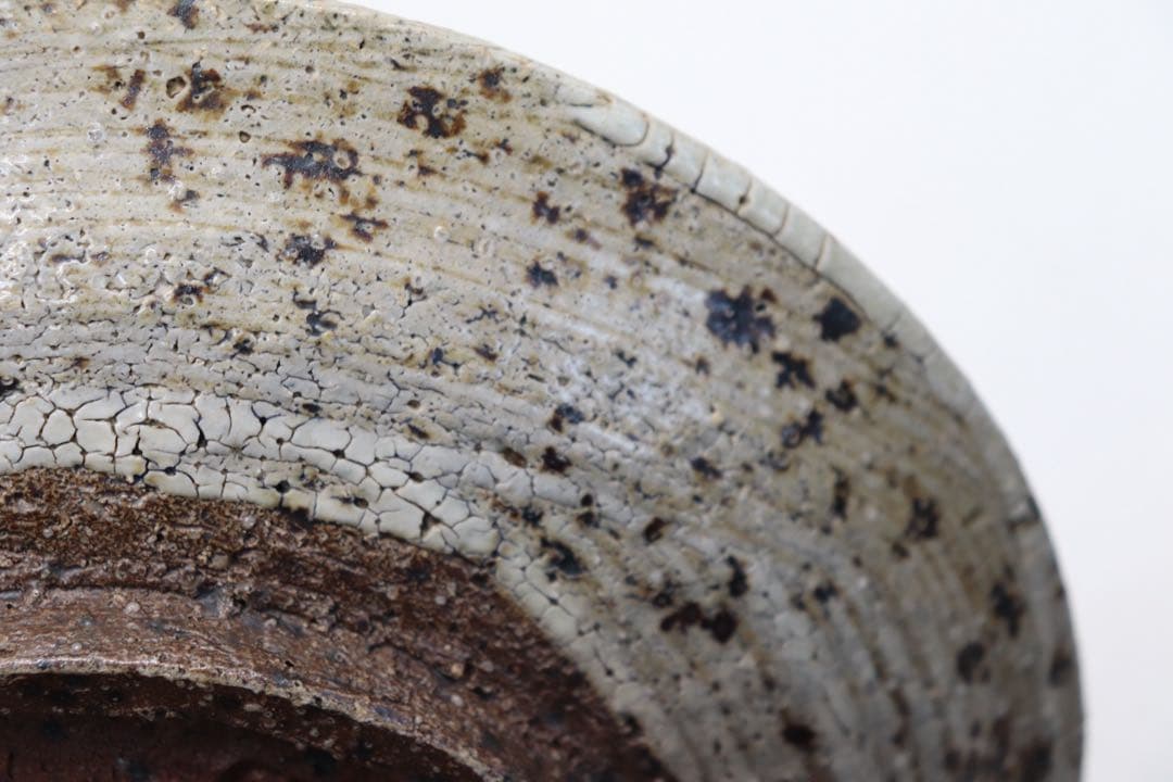 益子焼　坂田甚内作　灰釉波紋大皿　送料込み250617