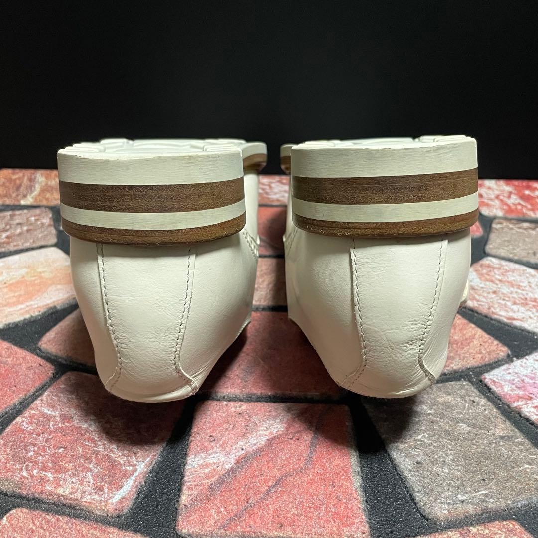 美品　本格革靴　ブッテロ　ダブルモンク ブローグ　25.0cm アイボリー　40