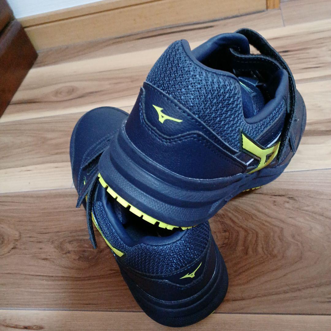 mizuno 安全靴 ワークシューズ 25.5cm ネイビー×イエロー 箱無