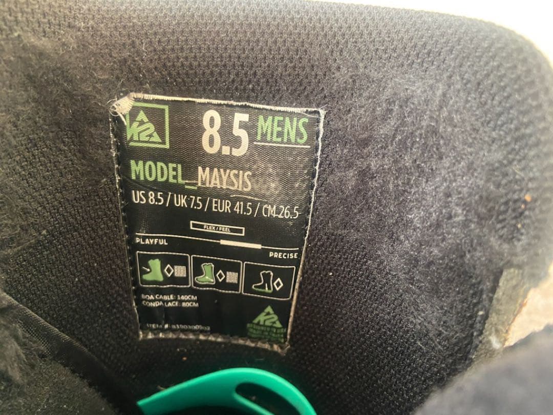 Ｋ２メイシススノーボードブーツ中古　8 1/2 26.5cm K2 Maysis