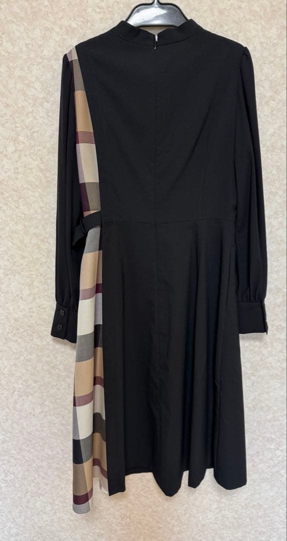 クレストブリッジサイドチェック切替ラウンドネックワンピース36