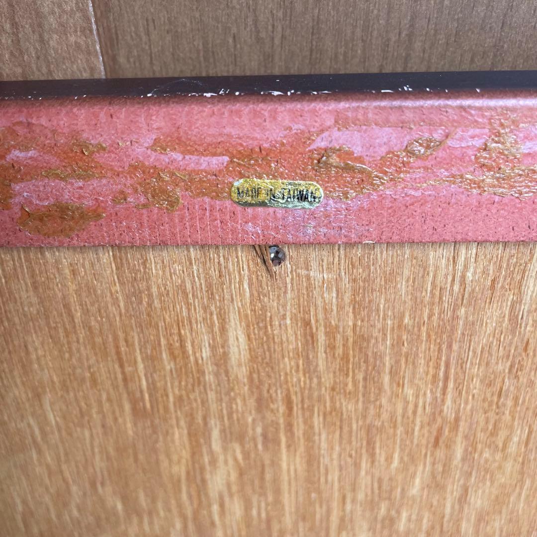 台湾製 アンティーク 八角ミラー 壁掛け 鏡 花模様 ウォールミラー