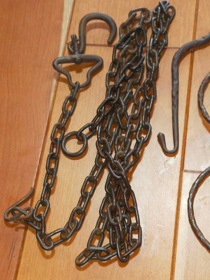 ♥茶道具　吊釜道具　吊手　釜環　釜鎖　田中敏孝　吊り釜道具　桐箱付き