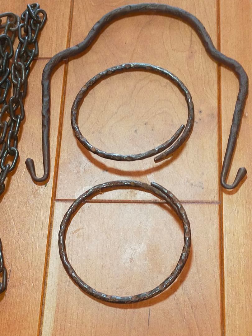 ♥茶道具　吊釜道具　吊手　釜環　釜鎖　田中敏孝　吊り釜道具　桐箱付き