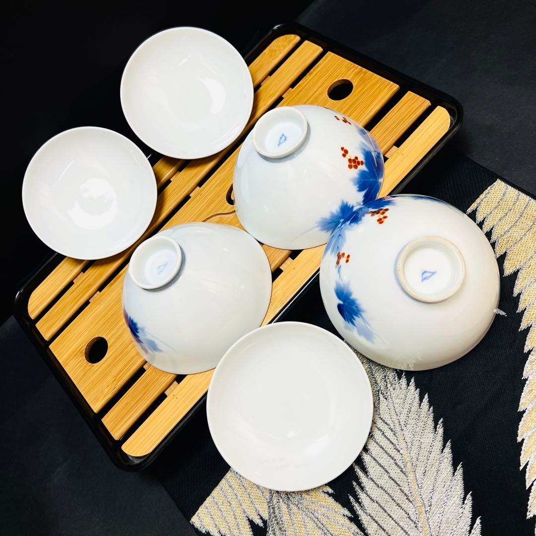 有田焼 オールド 深川製磁 宮内庁御用達 葡萄紋 蓋付き 茶碗3客 - メルカリ