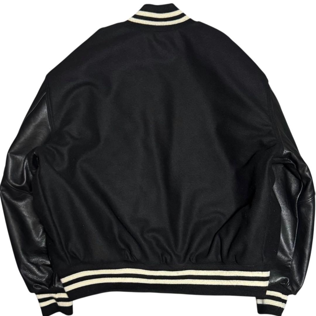 美品 キングサイズ4XL Delong 袖革 スタジャン オールブラック