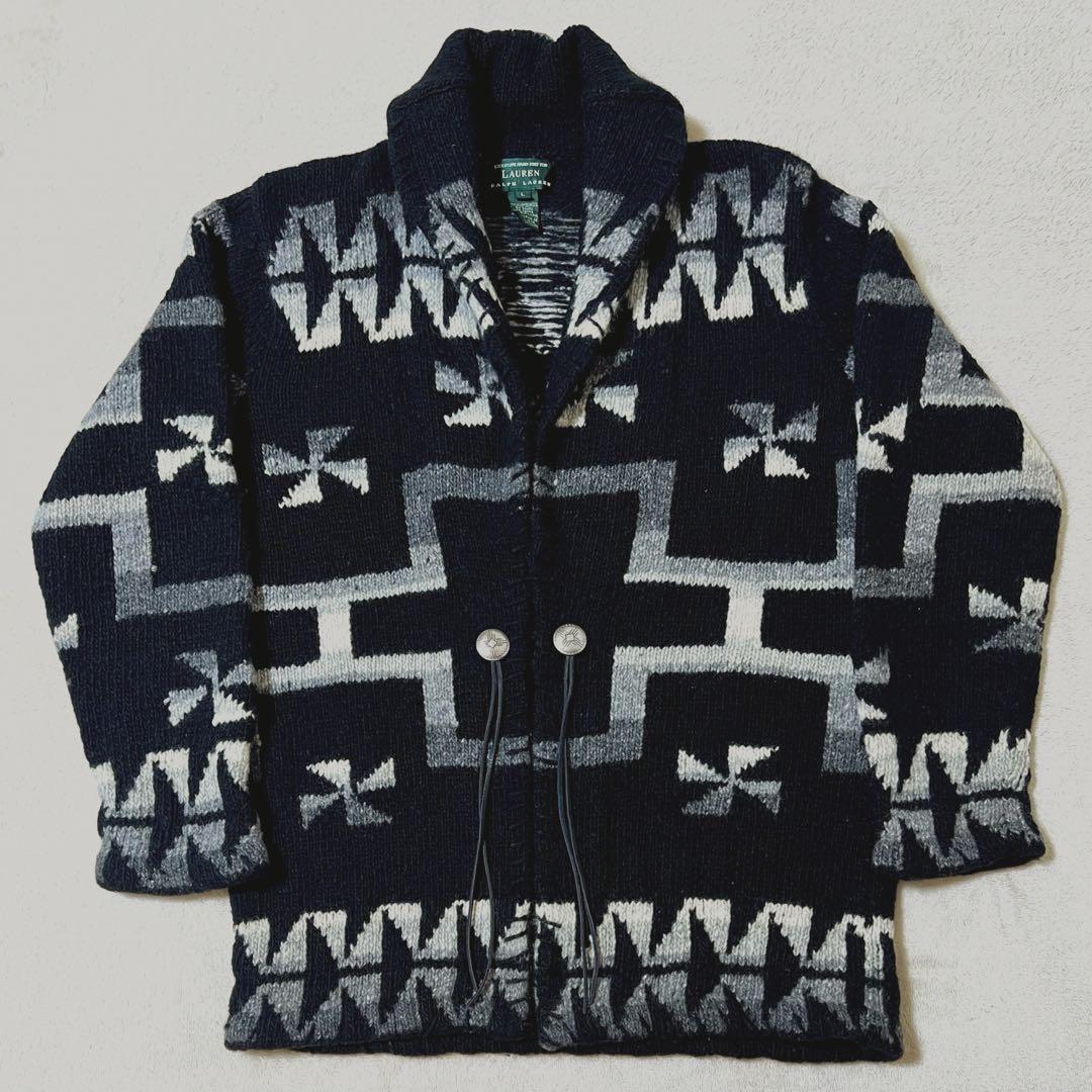 状態良好‼️L スワスティカ ハンドニットカーディガン ラルフローレン