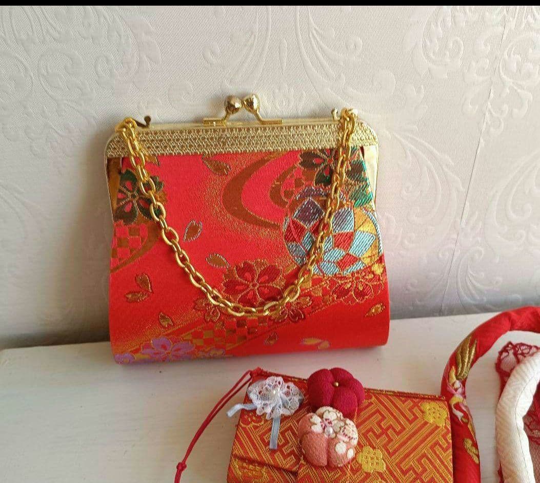 クリーム色に垂れ花が可愛い着物と作り帯セット