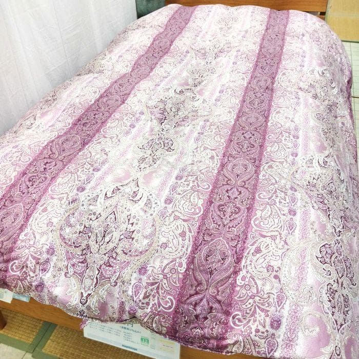 増量　羽毛布団　シングルロング　1.3㎏　グースダウン93％　日本製　ペイズリー
