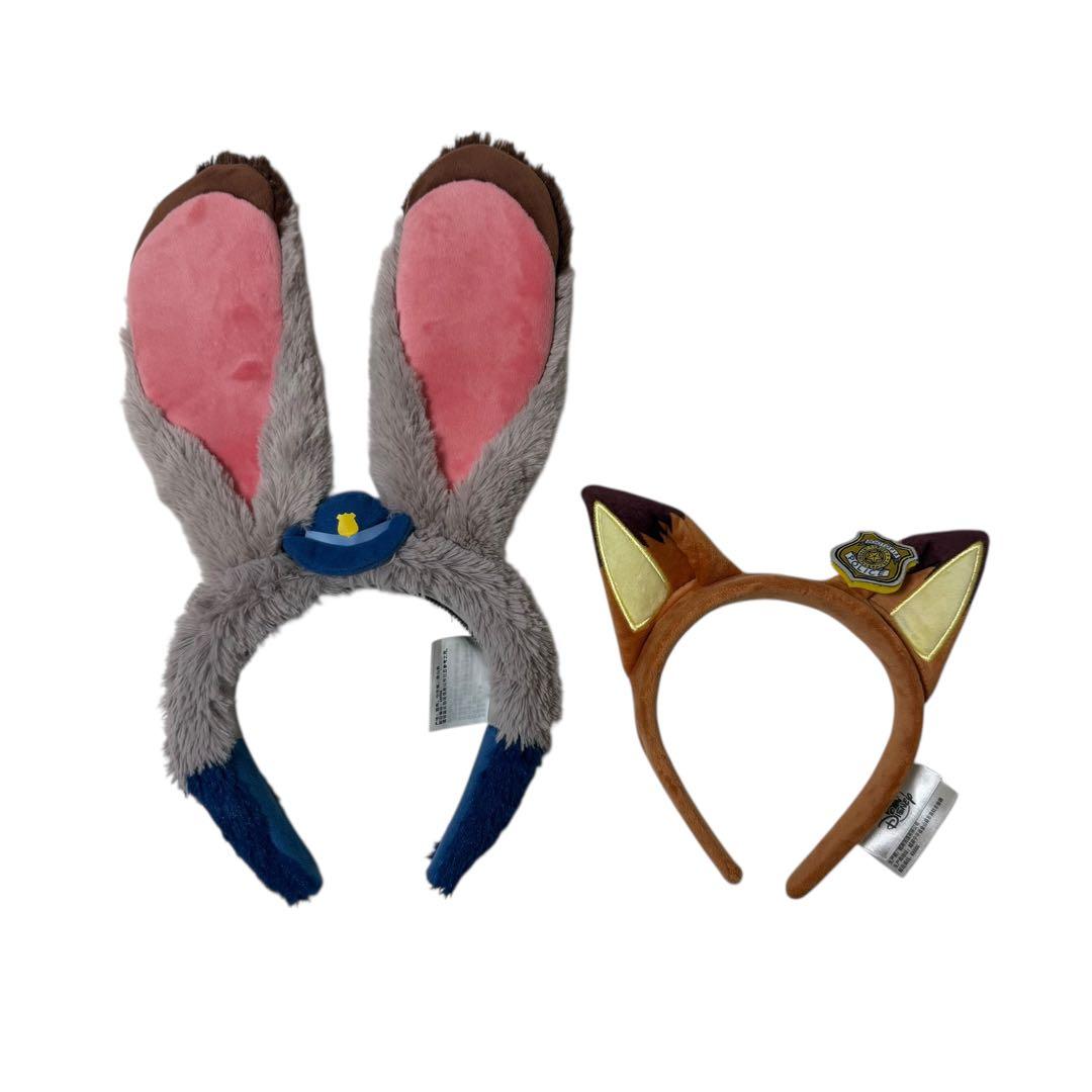 美品】上海ディズニー ズートピア ニック＆ジュディ カチューシャ 2点