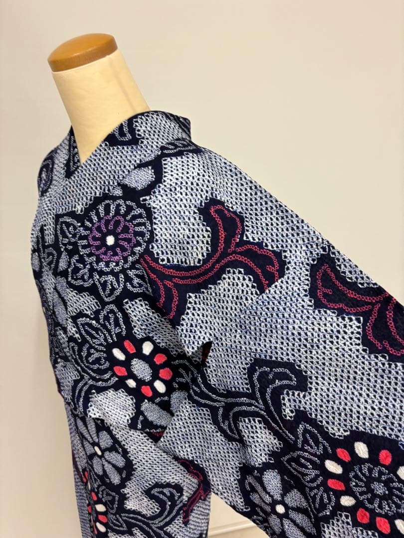 夏物 浴衣 有松絞り藍染 花