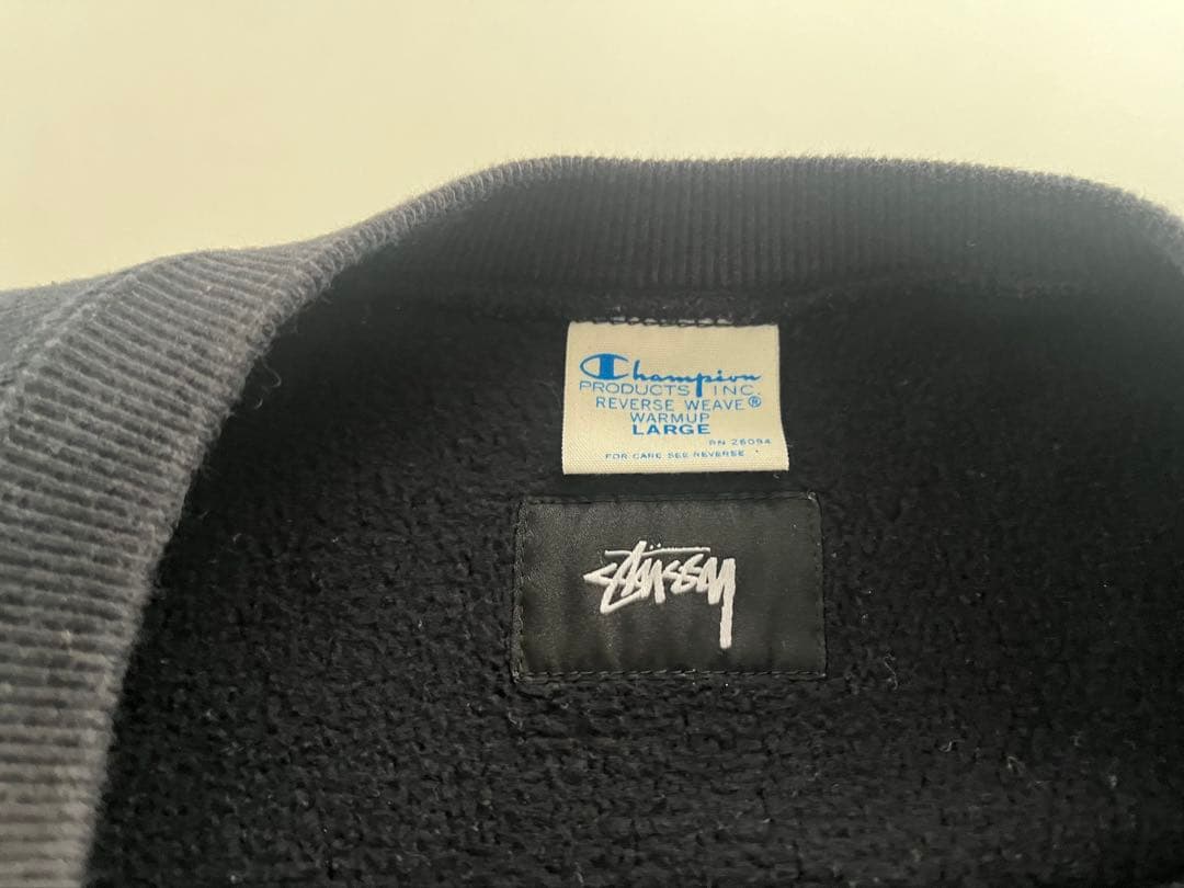 【古着】ステューシー &チャンピオン　リバースウェーブ Lサイズ黒