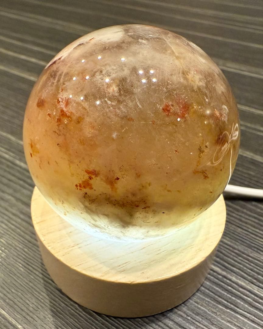 希少♡ 美しい ファイヤークォーツ共生 ムーンストーン スフィア 丸玉