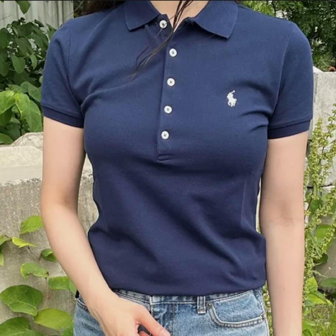 【タグ付き新品】ポロラルフローレン スリムフィットポロシャツＭ紺 正規品 未開封