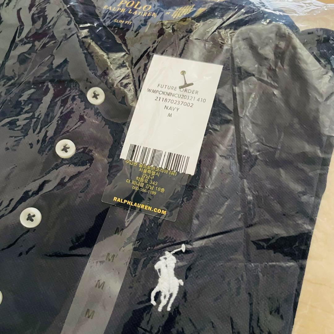 【タグ付き新品】ポロラルフローレン スリムフィットポロシャツＭ紺 正規品 未開封