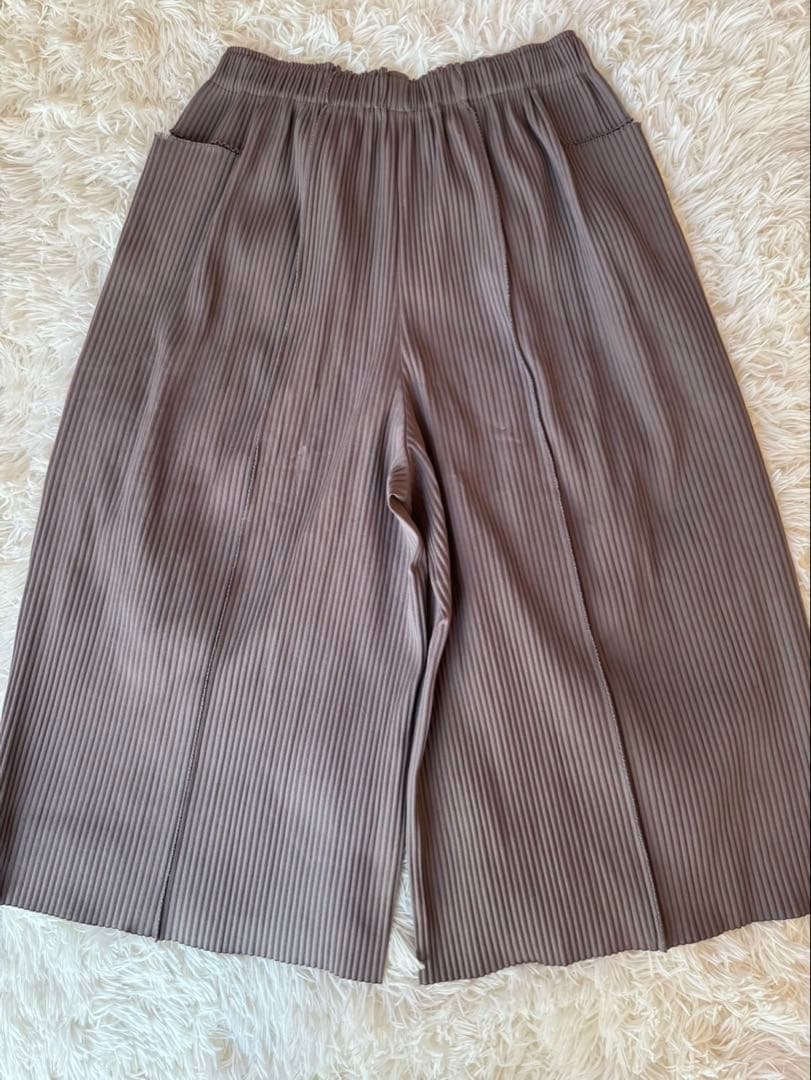 ISSEY MIYAKE me プリーツ ガウチョパンツ ブラウン Mサイズ