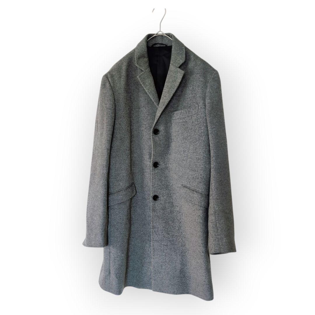 未使用級】カシミヤ アンゴラ 特大 XL チェスターコート グレー 高級 上質