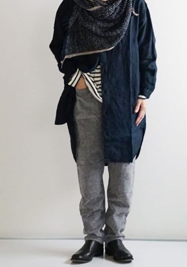 うなぎの寝床 久留米絣のもんぺ 綿モール(無地)　グレー