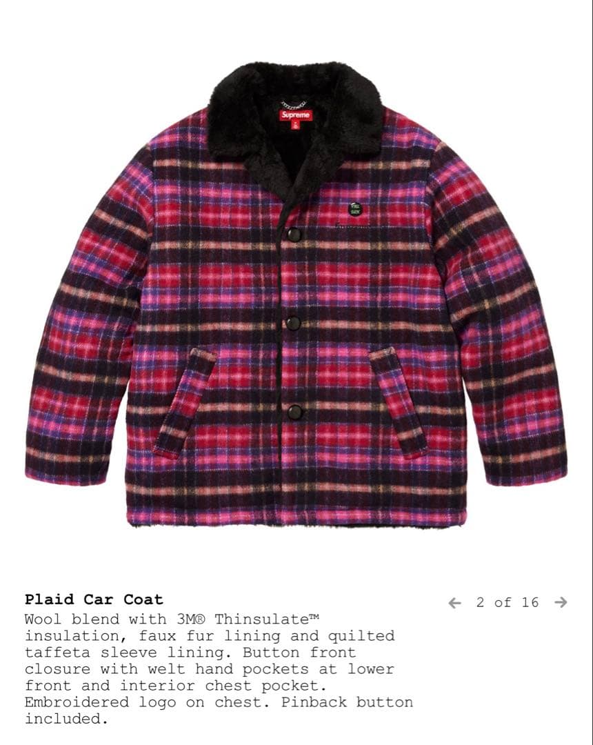 Supreme Plaid Car Coat 