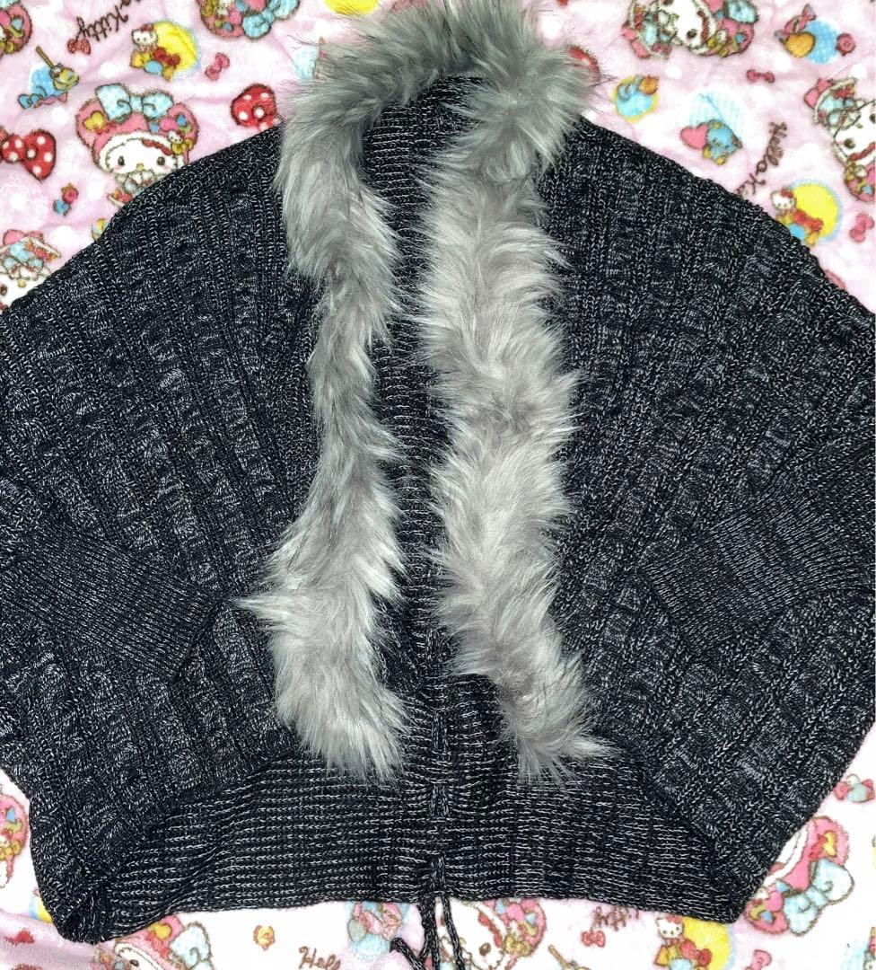 平成ギャル y2k 00s ファー ニット ポンチョ d.i.a 系 gal ↝